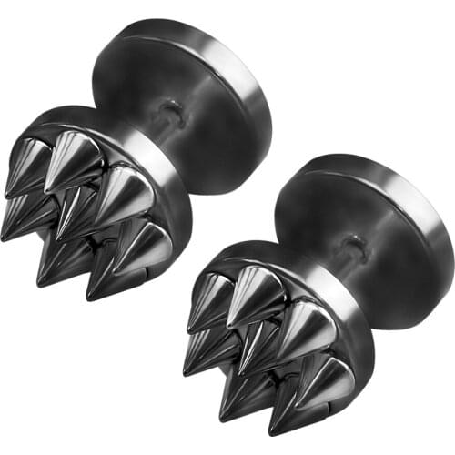 16 Gauge Spike Earrings Punk Fashion 4 Colors Mens Ear Stud Earrings Stainless Steel Ear Studs Black Punk Stud Earrings Aretes