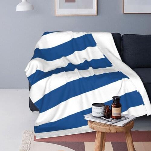 Blue White Striped Geometric Mosaic Vintage Ethnic Seamless Super Soft Fleece Throw Blanket Dropship All Season Bed Sofa Throws
