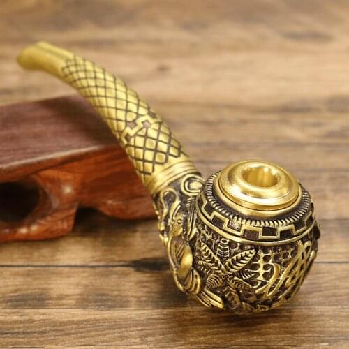 Old Fashioned Copper Short Hand Pipe Retro Vintage Dual-use Portable Belt