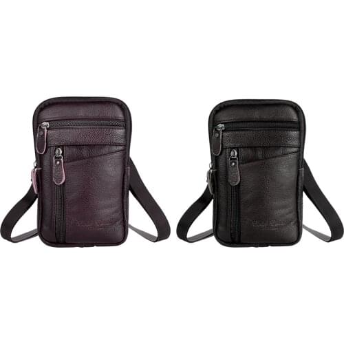 Genuine Leather Shoulder Bag Men Business Casual Messenger Bags Zip Phone Pouch for Male 2021 Designer Crossbody Bags