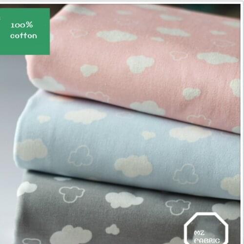 Cotton Knitted Fabrics 100% Cotton Jersey Printed Clouds fabric for DIY children apparel fabric 50*170-190cm