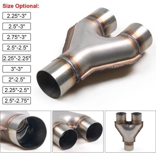 Universal Car Exhaust Y-Pipe 304 Stainless Steel Exhaust 3-Way Pipe Adapter Connector Tube Cone TT102125