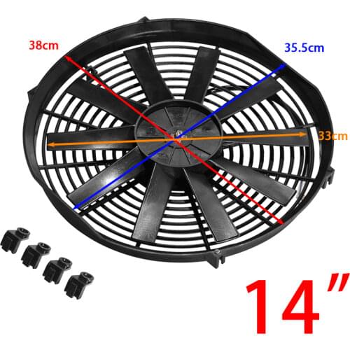 Universal 8/9/10/12/14 Inch 12V 80W 2100RPM Car Air Conditioning Electronic Cooling Fan Straight Black Blade Electric Cool Kit