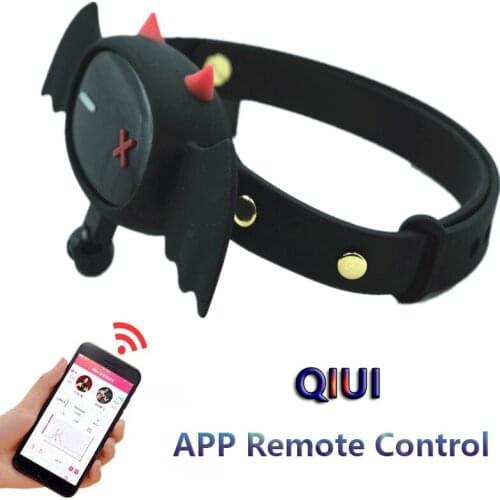 QIUI APP Remote Control Neck Collar Fetish Slave Restraint Little Devil Electric Shock Collar Adult Game Sex Toys For Couples 18