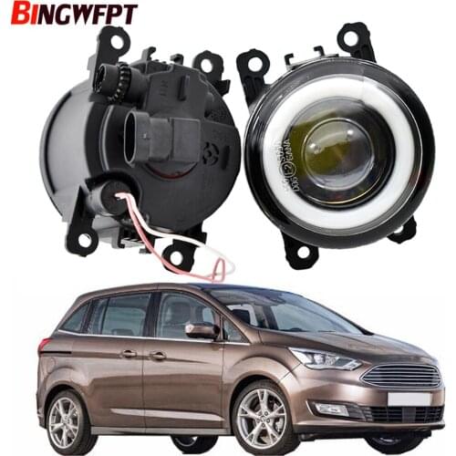 1pair H11 LED Fog Light + Angel Eye DRL 12V For Ford Grand C-Max MPV 2010 2011 2012 2013 2014 2015 For Focus MK2 MK3 2004-2015