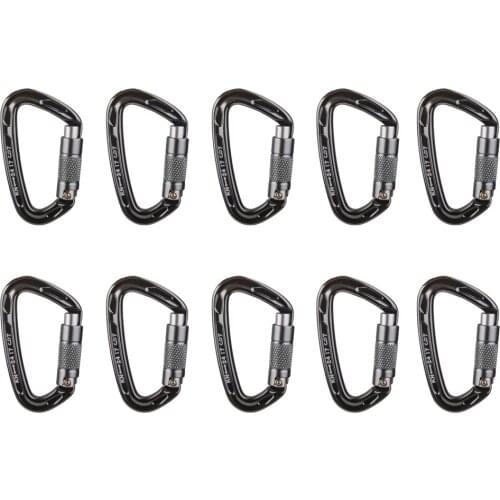 10x 24KN Auto Locking Carabiners Lightweight Aluminum D- Climbing Buckle