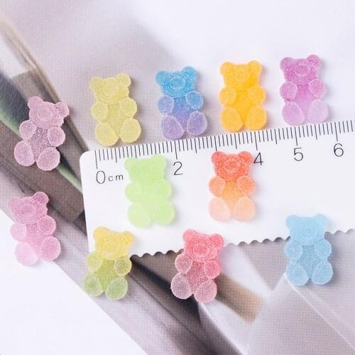 20pcs/lot Sugar Bear Nail Art Decoration 3D Kawaii Gradient Gummy Ornaments 11 Color Jelly Cute Manicure Accessories 12*18mm #O9