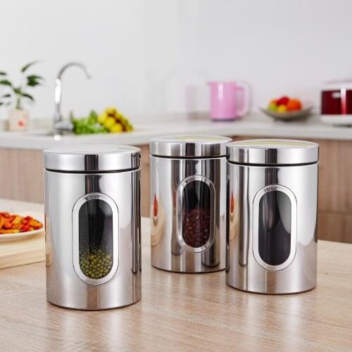 3pcs/set Food Storage Container Food Storage Set with Lids Grain Storage Tank with Transparent View Window Food Storage Box