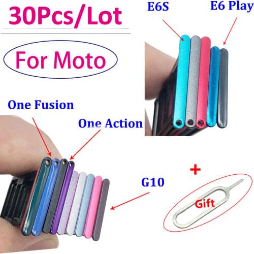 50Pcs/Lot，Sim Card slot tray For Moto E6 Play E6S G10 One Action One Fusion SIM Card Tray Slot Holder Adapter Accessories+ Pin