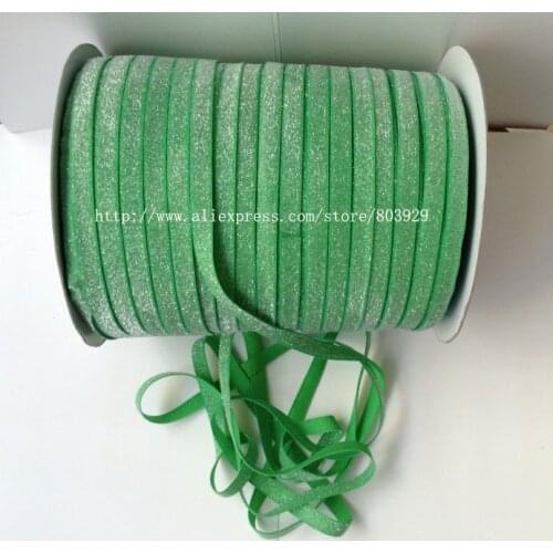50yards/lot) Non - stretch 1.5" Frosted Emerald Glitter Ribbon
