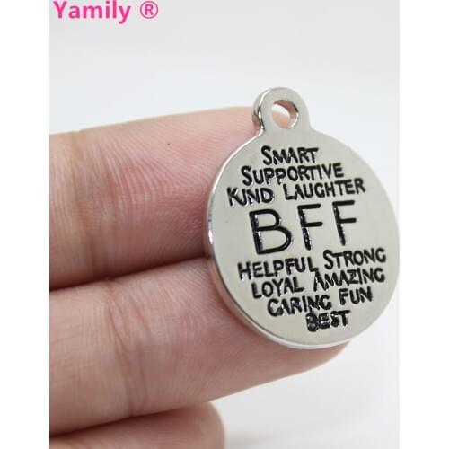 8pcs--22mm High quality Alloy plating white k Best Friends BFF Charms Word Collage Mother Charms pendant