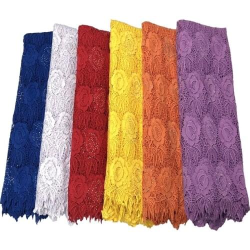 African Water soluble Lace Fabric 2021 yellow High Quality Swiss voile Cotton French Net Embroidery Lace Fabrics 5yards/Lot