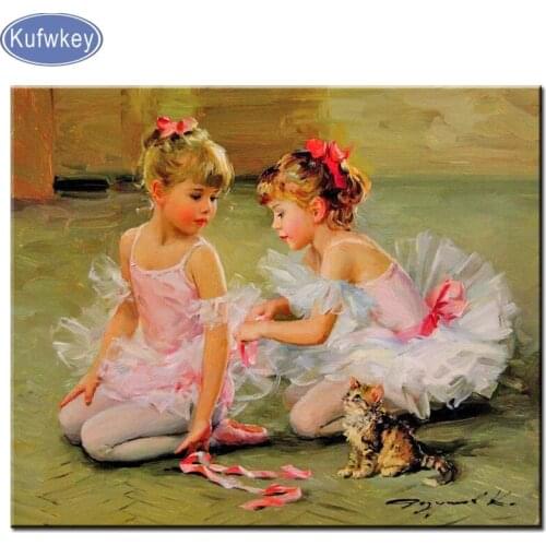 Lady Diamond Embroidery sale Ballet sisters DIY Diamond Painting girl Full Square round Drill Home Decor Rhinestone Portrait