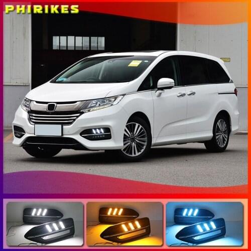 Car LED DRL Daytime Running Light for Honda Odyssey 2018 White Daytime light Yellow Turn Signal Light Blue Lamp