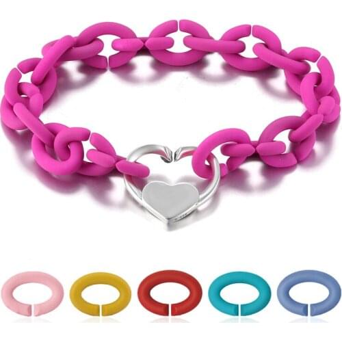 Strand Bracelets Charms Heart 10 Color Gifts for Men or Women Accessories European Jewellery Rubber Bracelet