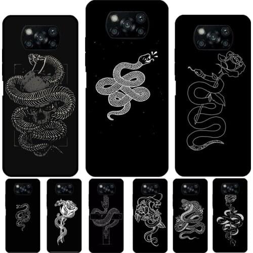Snake Drawing Art For POCO X3 Pro F2 F3 M3 Pro Case For Xiaomi Mi Note 10 Lite 9T 10T Pro Mi 11 Ultra Cover