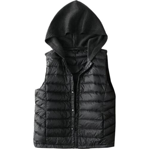 Black Hooded Down Jacket Womens Winter Vest Sleeveless Jacket Women Warm Vest Coat Waistcoat Plus Size 3XL 2021 Female Winter