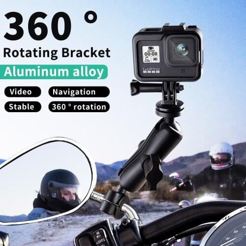 Motorcycle Bike Camera Holder Handlebar Mirror Mount Bracket 1/4 Metal Stand For GoPro Hero9/8/7/6/5/4 Action Cameras Accessory