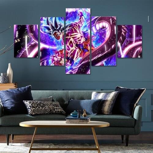 5 Piece Dragon Ball Ultra Instinct Goku Figure Anime Poster Canvas Paintings Wall Art for Home Bedroom Decor Kids Gift Cuadros
