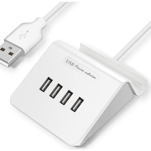 USB Hub, 4 Port USB 2.0 Portable Data Hub with Phone Stand Function USB Charging Station for Laptop, Notebook, PC, Flash Drives