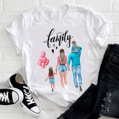 Women Clothing Cartoon Family Happy Time Mama Mom Mother Short Sleeve Summer Clothes Print Tshirt Female Tee Top Graphic T-shirt