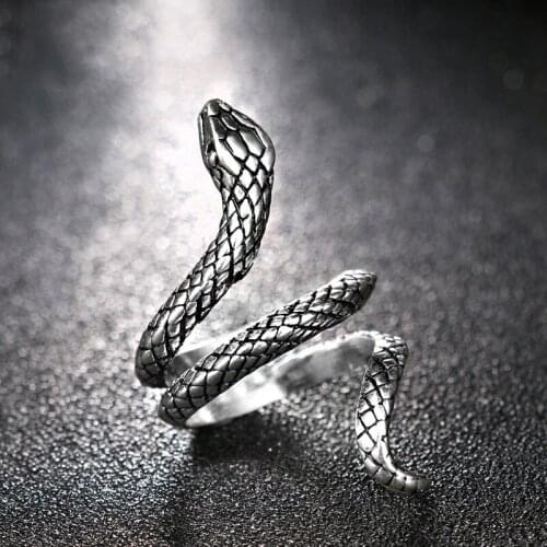 Hot Vintage Silver Color Punk Lifelike Snake Opening Rings For Women Men Adjustable Female Male Jewelry Party Accessories Gifts