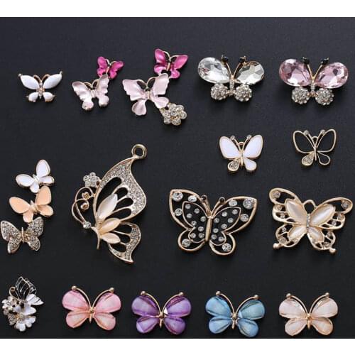5pcs/lot Butterfly Shape Metal Alloy Buttons Snap Buttons for Phone Case Decoration DIY Materials Wedding Decoration Bag Buttons