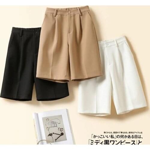 Large size suit shorts female black 2021 summer new fashion loose casual wide-leg shorts high-waist straight five-point pants