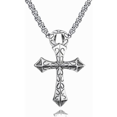 Pendant For Men Women Punk Jewelry 50cm stainless steel chain Vintage Big Cross Necklace