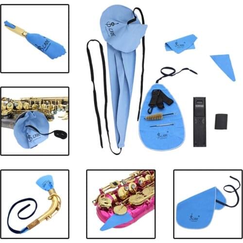 LADE Saxophone Cleaning Care Kit Belt Thumb Rest Cushion Reed Case Mouthpiece Brush Mini Screwdriver Cleaning Cloth