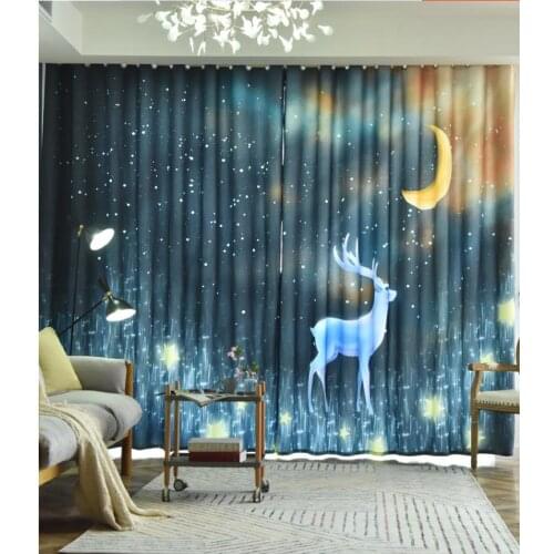 Cartoon curtains personality curtains Curtain bedroom living room shading cloth window hook curtain fabric