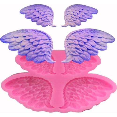 The new pair of large and small angel wing silicone mold baking cake decorated with sugar chocolate mold