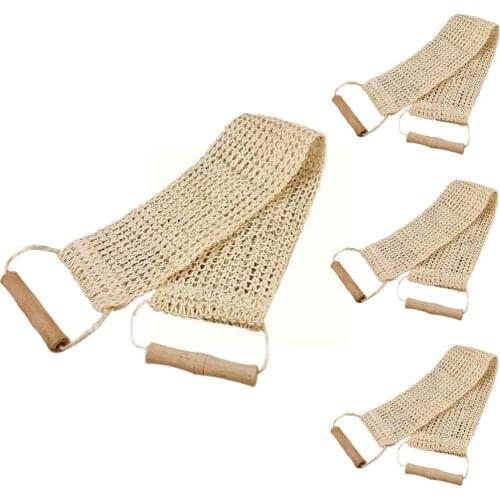 Rub Exfoliating Dead Skin Shower Towel Durable Skin Bath Hemp Back Sisal Care Handle Strap Wooden Scrubber Towel H6I8