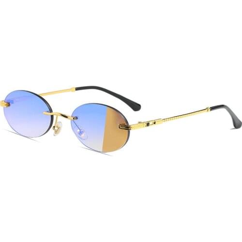 Small frame oval punk sun glasses for women metal men vintage sunglasses 2021
