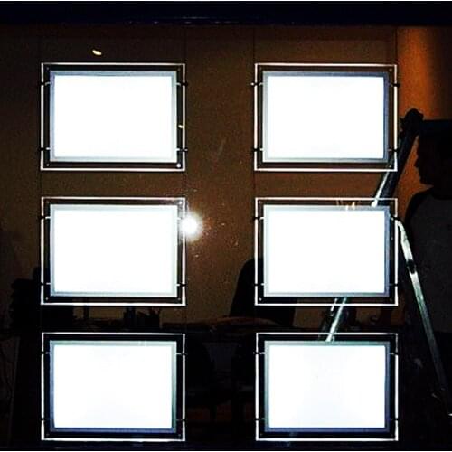 Landscape 2 rows X 3 A3 Real Estate Agent Window Hnaging Crystal Frame Magnetic LED Edge-lit Light Box Sign Single Side