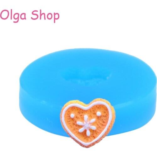 QYL076 11.4mm Snowflake Cookie Silicone Mold - Heart Biscuit Mold Cupcake Topper, Fondant, Resin, Candy, Icing, Gum Paste Wax