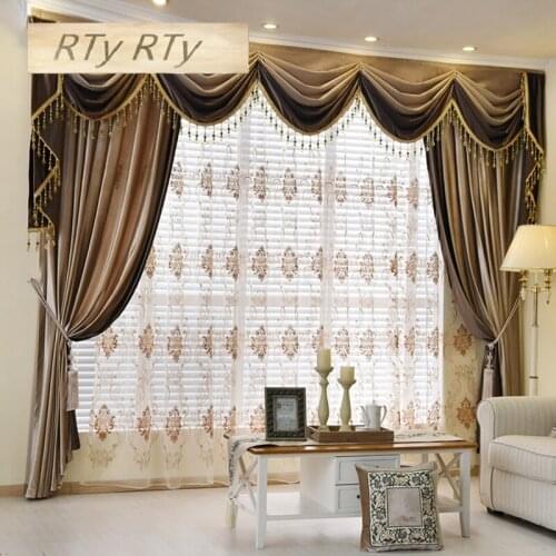 Luxury European Style Thickening Shading Pure Color Italy Velvet Head Curtains for Living Room Modern Window Valance for Bedroom