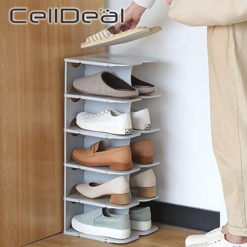 CellDeal DIY Assembly 6 Layers Stackable Shoe Organizer Shoe Shelf Shoe Rack Stand Space Saving Shoe Hanger Shoe Box Cabinet