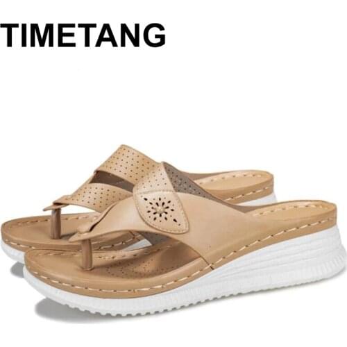 TIMETANGSummer Fashion Women Flip Flops Casual Anti-Slip Slippers Beach Slippers Wedges Sandals Light Open Toe Shoes For Ladies