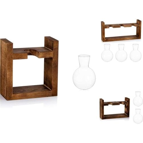 Propagation Station Glass Planter Vase Terrarium Tabletop Plants Desktop Spherical Shape Glass Vase Wooden