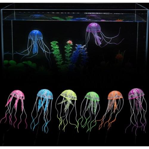 Fish Tank Decoration 1pc Aquarium Decor Ornament Silicone Simulated Jellyfish Glowing Artificial Vivid Jellyfish