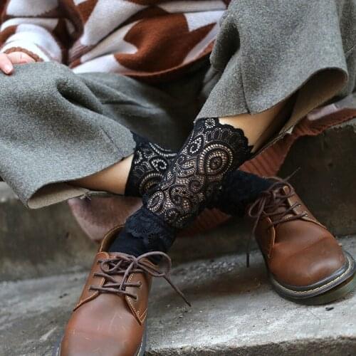 Spring and Autumn Flanging Large Lace Solid Color Socks Cotton Sweet Fashion Korean Version of Net Eye Socks Women Breathable