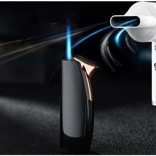 Windproof Straight Into The Blue Fmale Lighter Butane Refill Gas Metal Smoking Cigarette Gadgets for Women Stain Alloy Metal