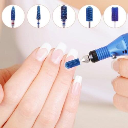 Tungsten Blue Rainbow Carbide Nail Drill Bit Electric Nail Mills Cutter for Manicure Machine Nail Files Accessories