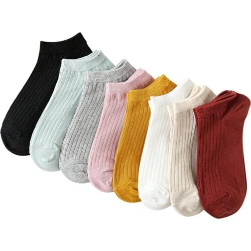 10Pairs/lot Women Socks Solid Color Simple Boat Socks Breathable Womens Cotton Spring Summer Socks High Quality