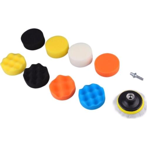 10pcs 3 Inch Multifunction Wave Sponge Ball Car Polishing Beauty Tools Self-adhesive Waxing Wool Wheel Set Kits For Automotive