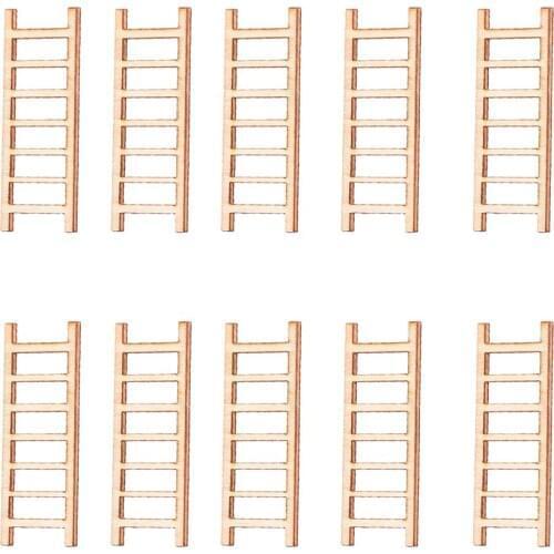10 Pcs Small Wood Ladders Micro Landscape Ornament Decrative Craft DIY Decor