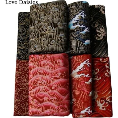 100% Cotton Bronzed Japanese Style BLACK RED BLUE Clouds Wave fabrics for Craft Quilting Handwork Packing Home decor Bag Textile