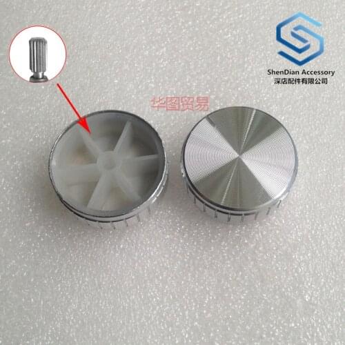 2pcs 100% new Silver 40 * 17mm aluminum alloy knob cap emitting audio volume switch knob 6mm potentiometer rotating cap