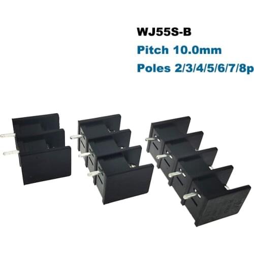 20Pcs Pitch 10mm Barrier Screw PCB Terminal Block 55S-B Straight 2/3/4/5/6/7/8P Morsettiera Wire Cable Connector Bornier 20A